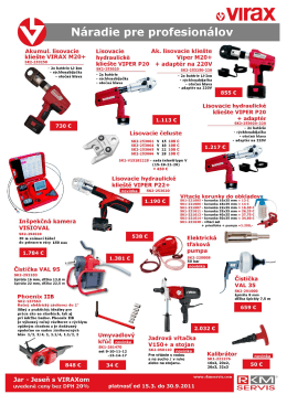 kliešte VIRAX M20+ hydraulické Viper M20+
