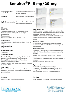 Benakor&reg;F 5 mg/20 mg - BIOVETA SK spol. s ro