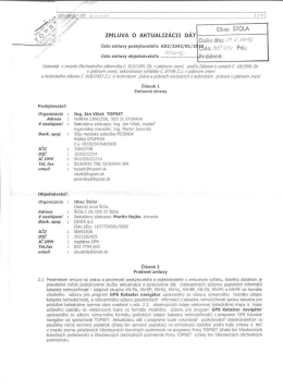 Zmluva o aktualiz&aacute;cii d&aacute;t GPS Kataster navig&aacute;tor