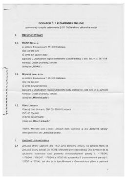 Dodatok č.1 k z&aacute;mennej zmluve