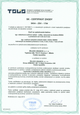 sK - cERTIFlKÁT zHoDY