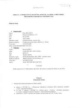 ZMLUVA o POSKYTNUTÍ FINANČNEJ DOTÁCIE NA