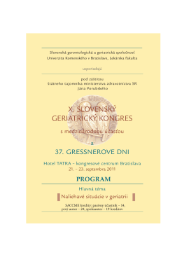 program kongresu - Slovenská Gerontologická a Geriatrická