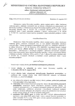 SEKCIA vEREINEJ sPRÁvY