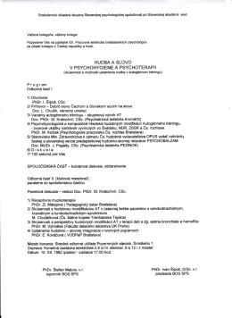 Zachovaná pozvánka na seminár Hudba a slovo v psychohygiene