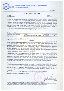 cENTRUM PRE cHEMIcKE` LÁTKY A PRÍPRAVKY