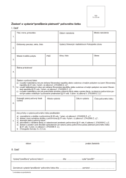 Žiadosť o vydanie*lpredĺženie platnosti* poľovn&eacute;ho l&iacute;stka