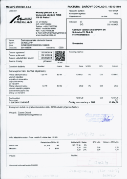 Moudrý překlad, s.r.o FAKTURA