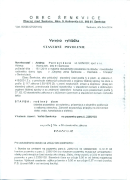 Verejná vyhláška - STAVEBNÉ POVOLENIE