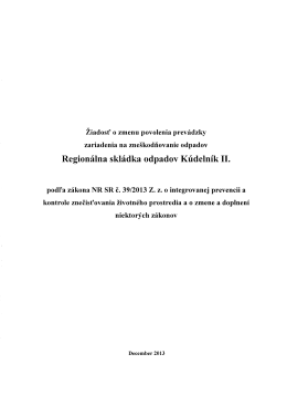 Žiadosť o vydanie zmeny integrovaného povolenia