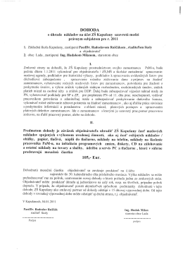 Dohoda o &uacute;hrade n&aacute;kladov na &uacute;čet Z&Scaron; Kapu&scaron;any pre r