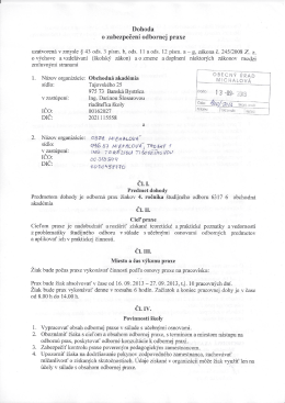 Dohoda o zabezpečen&iacute; odbornej praxe