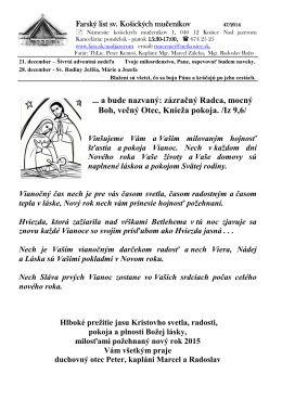 21. December 2014 - Farnosť sv. košických mučeníkov