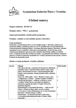Učebné osnovy - Gymnázium Ľudovíta Štúra Trenčín