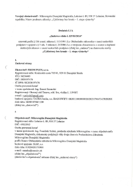 Verejný obstarávateľ: Mikroregión Dunajská Magistrála