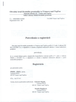 Registrácia PRIM