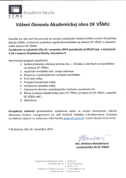 Vážení členovia Akademickej obce DF VŠMU
