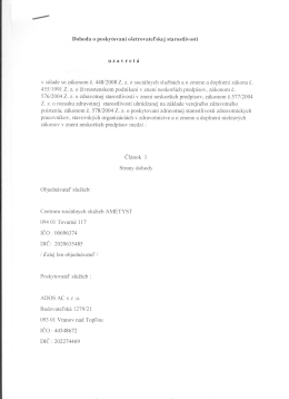 Dohoda O poskytovan&iacute; O&scaron;etrovateľskej starostlivosti