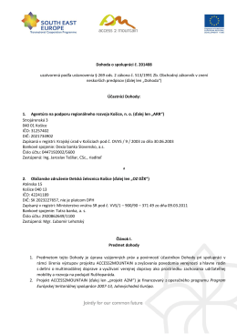 Dohoda o spolupráci č. 201408 uzatvorená podľa ustanovenia