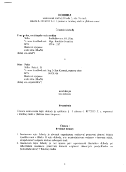 11/2014 Dohoda s UPSVR Nitra