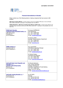 Financial Intermediaries in Slovakia