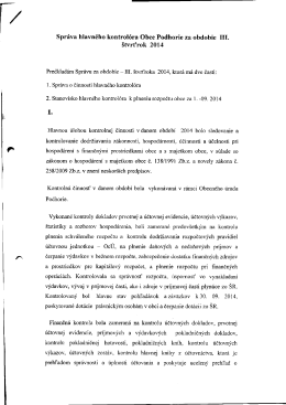 Správa hlavného kontrolóra Obce Podhorie za