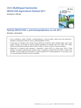 OECD-FAO Agricultural Outlook 2011 Výhľad OECD