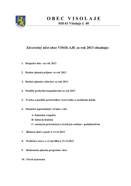 Záverečný účet obce VISOLAJE za rok 2013