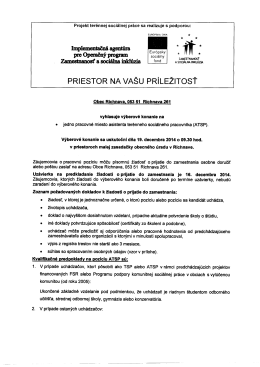 Vyhlásenie výberového konania na ATSP v