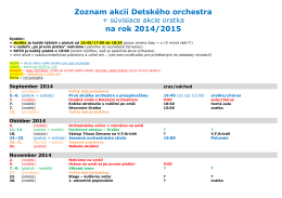 Zoznam akcií Detského orchestra na rok 2014/2015