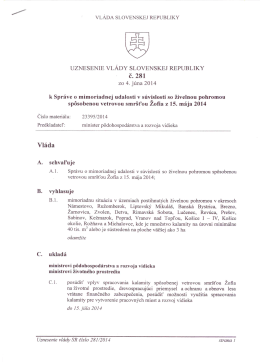 UZNESENIE VLÁDY SLOVENSKEJ REPUBLIKY