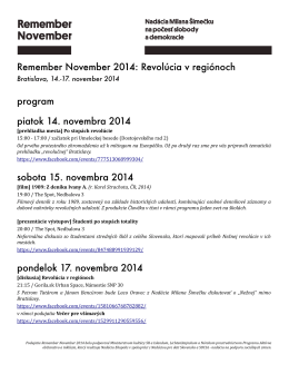 Remember November 2014: Revolúcia v regiónoch program piatok