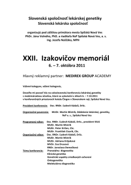 XXII. Izakovičov memoriál 6. – 7. októbra 2011