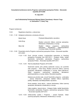 Konzultačná konferencia návrhu Programu cezhraničnej - PL-SK