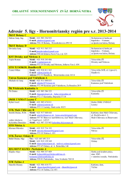 Adresár 5. ligy 2013-2014 - Stránka Oblastného stolnotenisového