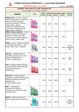 Cenník čistiacich prípravkov nad 300 EUR – stiahnuť PDF