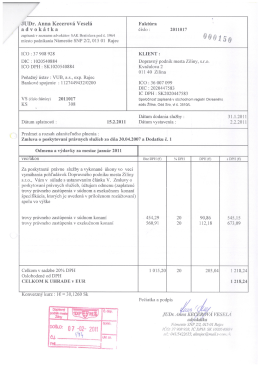 JUDr. Anna Kecerová Veselá Faktúra advokátka číslo: 2011017