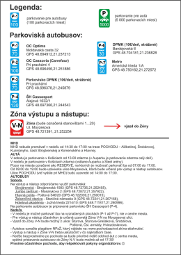Legenda k mape parkovacích miest
