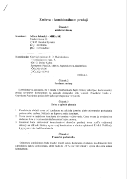 Zmluva O komision&aacute;lnom predaji Čl&aacute;nok 1