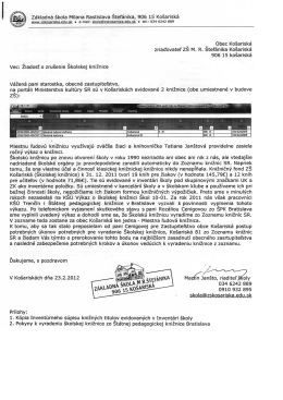 Žiadosť o zru&scaron;enie &Scaron;kolskej knižnice