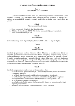 STANOVY ZDRUŽENIA OBC&Iacute; RAJECK&Aacute; DOLINA Časť I