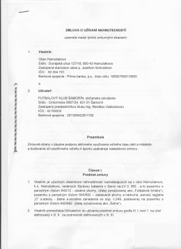 Zmluva o užívaní nehnuteľností - zverejnené 19.07
