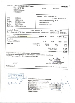 Dod&aacute;vateľ: AUTOCENTRUM ABARTH s.r.o. FAKT&Uacute;RA Hlohov&aacute; 10