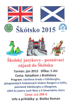 Školský jazykovo-poznávací zájazd do Škótska