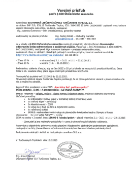 Ponuka zliav Slovenských liečebných kupelov