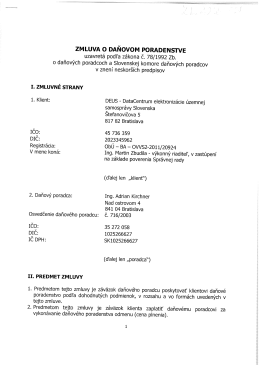 zMLuvA o DAŇovoM PoRADENsTvE