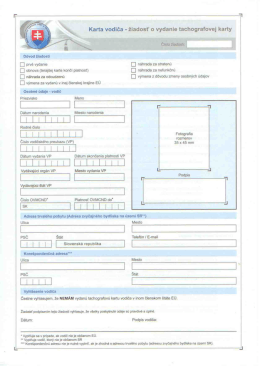 Karta vodiča - žiadosť o vydanie tachografovej karty