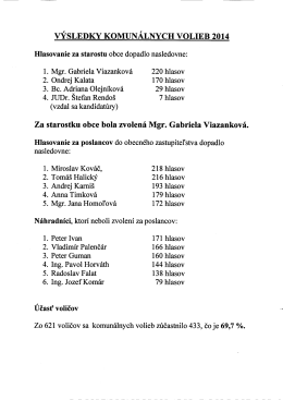 VÝSLEDKY KOMUNÁLNYCH VOLIEB 2014