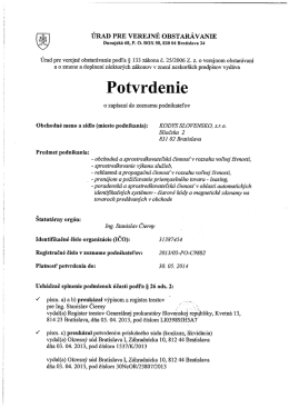 Potvrdenie - kodys slovensko