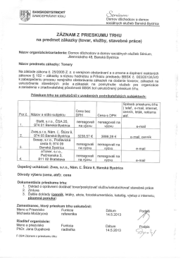 Záznam z prieskumu trhu - tonery